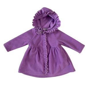 LITTLE MILLIE Fleece Lilac Ruffle Hoodie Fancy Spring Jacket Baby Girl Size 24 M